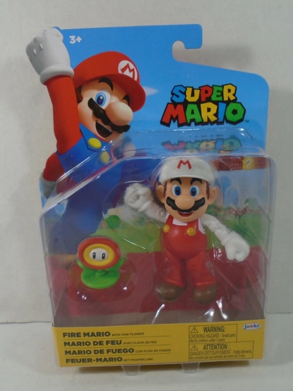 2021 Jakks Pacific--Nintendo Super Mario--4" Fire Mario figure. He is new